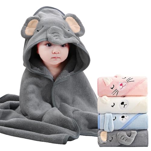 SEVDO 4Pcs Baby Hooded Towel,31 * 31 in Toddler Bath Towels for Newborn Babies,Toallas de Baño para Bebe,Organic Infant Kids Boy Essentials 1-3