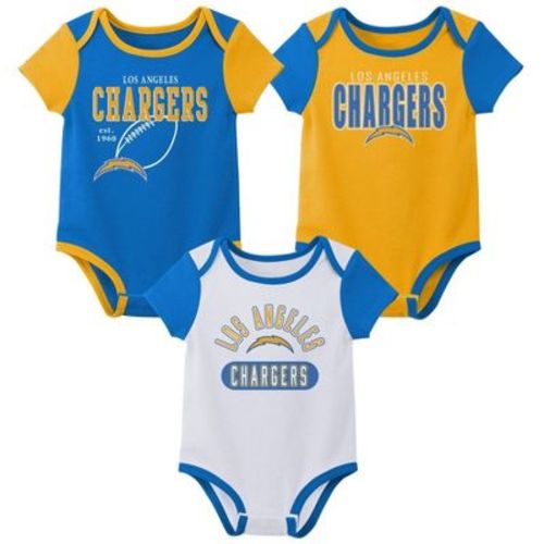 NFL Los Angeles Chargers Boys' White 3pk Bodysuit