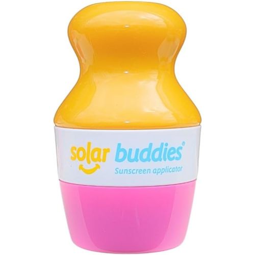 Solar Buddies Sunscreen Applicator - Single Pink - BPA-Free Refillable Roll on Sponge Sunscreen, Suncream & Lotion Applicator For Kids, Adults & Families - Holds 3.4fl oz, Perfect Size for Travel