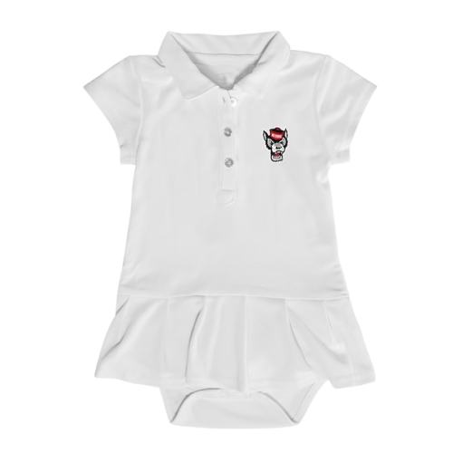 NC State Wolfpack Garb Girls Infant Caroline Cap Sleeve Polo Dress - White