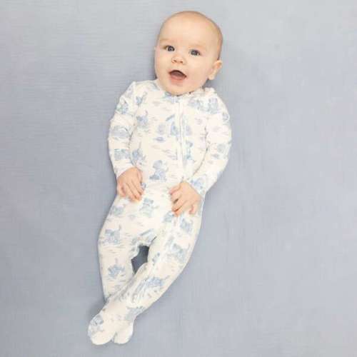 Puppy Toile Blue, 2 Way Zipper Footie - Angel Dear | Maisonette