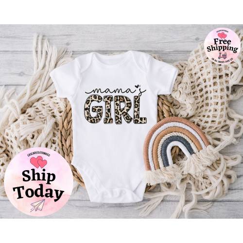 Mama's Girl Leopard Bodysuit, Mama's Girl Onesie®, Baby Girl Onesie®, Mothers Day Gift, Baby Girl tshirt, Cute Leopard Baby Onesie®