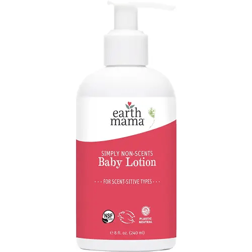 Earth Mama Simply Non-Scents Baby Lotion for Dry Skin, Calendula Cream for Newborn Skin Care, Organic Moisturizer for Children with Aloe Juice, Rooibos, & Shea Butter, Fragrance Free, 8-Fluid Ounce