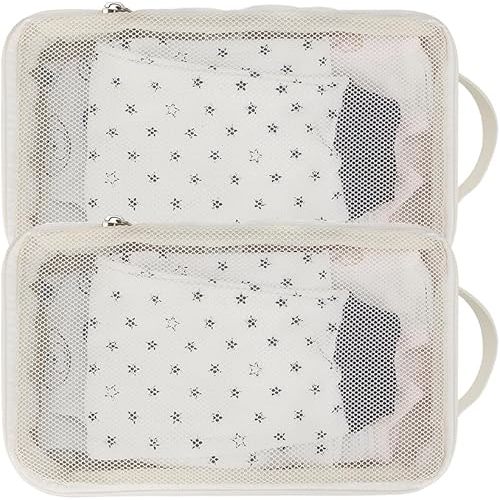 MOMIGO Baby Diaper Bag Organizer Pouches - 2 Pack Waterproof Pod Hanging Diaper Bag Mesh Bag Reusable, Washable or Baby Cloth Diapers (White)