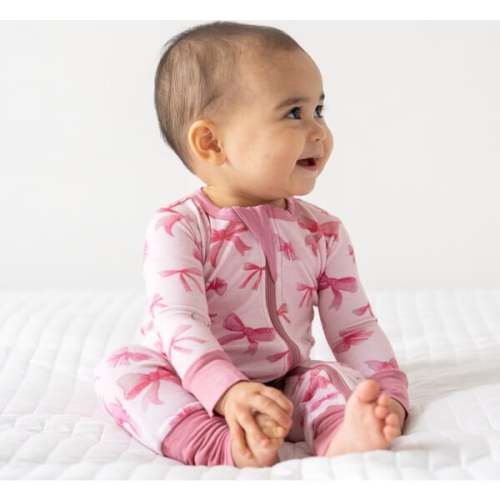 Baby Bamboo Pajamas w/ DreamCuffs®, Bow - Dreamland Baby | Maisonette