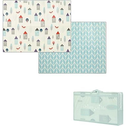 Dream On Me Play Time Reversible Baby Playmat, Foldable Extra Large Thick Foam Crawling Playmats for Toddlers, Waterproof Portable Playmat for Babies