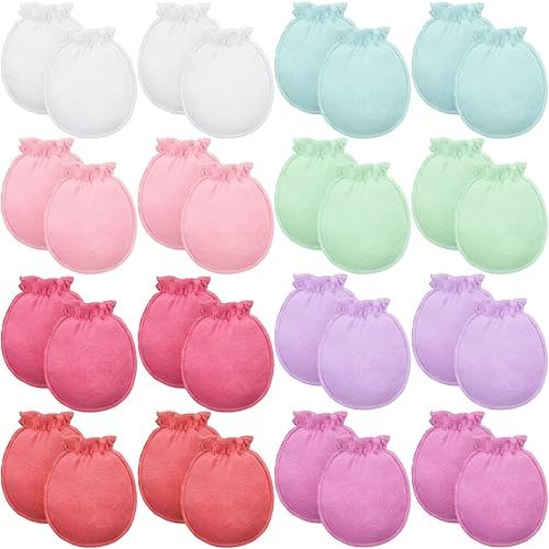 16 Pairs Newborn Baby Cotton Mittens No Scratch Gloves Unisex Newborn Mittens for baby Boys Girls 0-6 Months