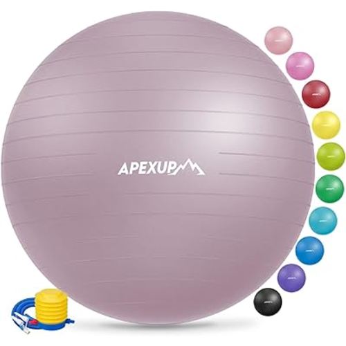 APEXUP Yoga Ball Exercise Ball, Pilates Ball, Anti Slip Stability Ball, Heavy Duty Gym Ball for Fitness, Balance, Core Workout, Physical Therapy