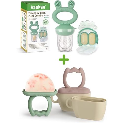 Haakaa Baby Feeder & Baby Popsicle Molds(Blush + Pea Green)