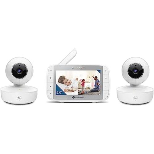 Motorola Nursery VM36XL 2-Camera Video Baby Monitor, 480x272p, 1000ft Range, 5" Screen, 2-Way Audio, Pan/Tilt/Zoom, Sensor, Lullabies, Night Vision