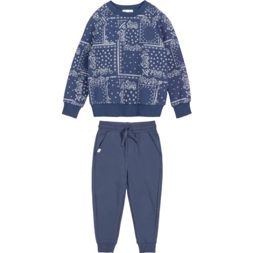 Paisley Print Cotton Sweatshirt & Joggers Set, 9M