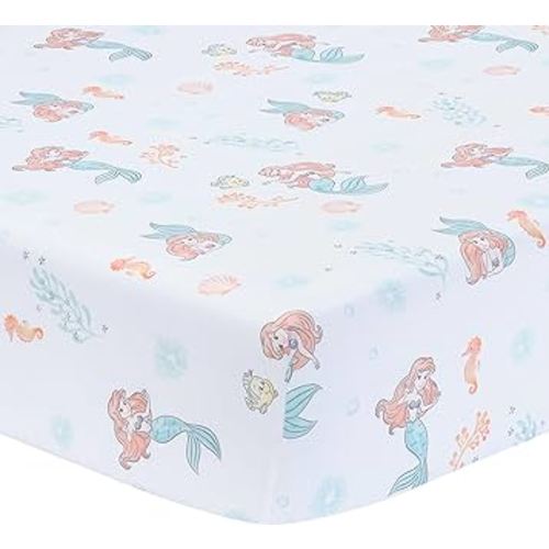 Bedtime Originals Disney Baby The Little Mermaid White Fitted Crib Sheet - Ariel