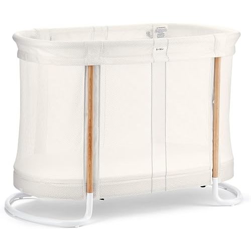 BabyBjörn Baby Crib 2-in-1 Crib and Bassinet with Mesh Safety Siding Mattress and Organic Fitted Sheet Included