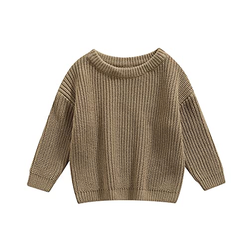 Karwuiio Toddler Baby Girl Boy Knit Sweater Round Neck Long Sleeve Pullover Sweatshirt Fall Winter Clothes