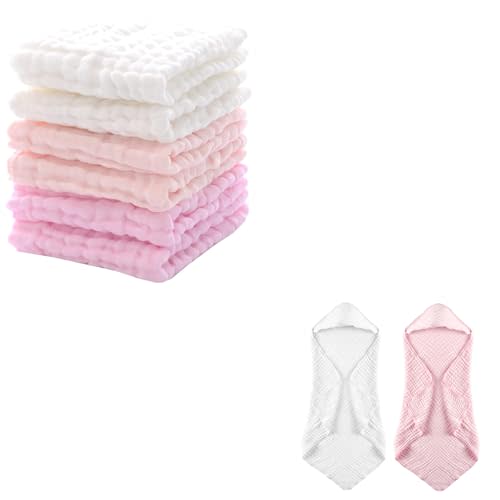 MUKIN Baby Washcloths and Hooded Towels Sets