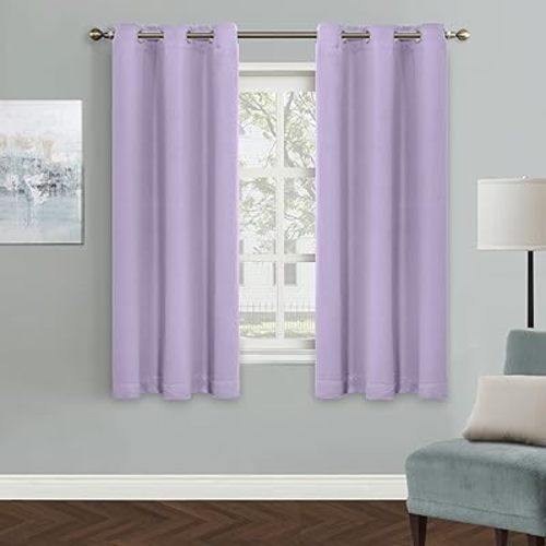 MYSKY HOME Lilac Blackout Curtains for Living Room, 63 Inch Long Grommet Room Darkening Curtain for Bedroom, Amazing Triple Weave Thermal Insulated Curtain, 1 Curtain Panel, 42 x 63 Inch, Lilac