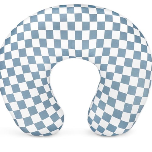 DILIMI Nursing Pillow Cover, Stretchy Removable Case for Breastfeeding Pillows, Ultra Soft Comfortable Slipcover for Baby Girl and Boy, Blue Checkerboard