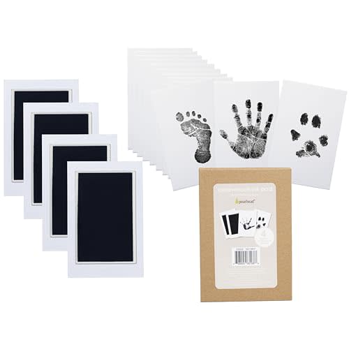 Pearhead Clean-Touch Ink Pad Kit, Mess-Free Inkless Handprint and Footprint Pad with Impression Cards, Suitable for Babies and Pets, Perfect Keepsake for Newborns and Small Animals, Pack of 4