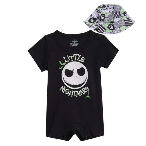 Disney Nightmare Before Christmas Jack Skellington Newborn Baby Boys Romper and Hat Newborn to Infant