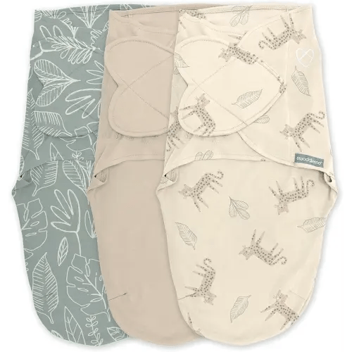 SwaddleMe by Ingenuity Monogram Collection Swaddle, 3-Pack, for Ages 0-3 Months - Born Free