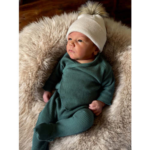 Organic Waffle Kimono & Pant Set, Spruce