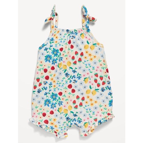 Sleeveless Tie-Knot Graphic One-Piece Romper for Baby