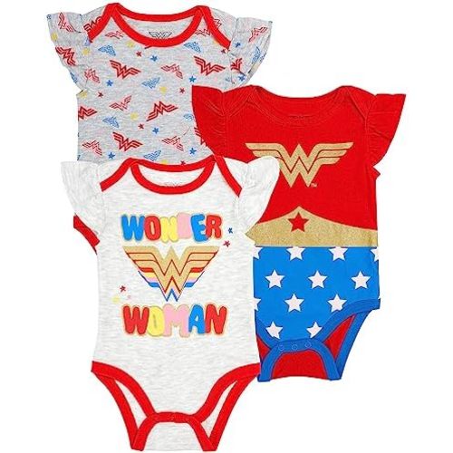 Wonder Woman Infant Baby Girls Bodysuit Baby Girl 3 Pack Gift Set