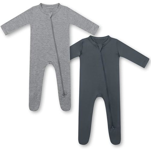 HAPIU Rayon from Bamboo Baby Footed Pajamas, 2 Way Zipper YKK, Footie for Baby Boy Girls, Newborn-24 Months