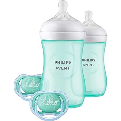 Philips AVENT Natural Baby Bottle with Natural Response Nipple, Teal Baby Gift Set, SCD837/02