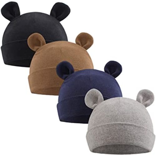 PESAAT Newborn Hospital Hat 0-12Months Preemie Boys Girls Beanie Solid Infant Baby Hats Autumn Winter