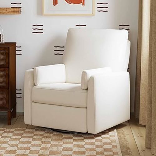 Carter's by Davinci Ethan Swivel Recliner in Performance Cream Linen, GREENGUARD Gold & CertiPUR-US® Certified