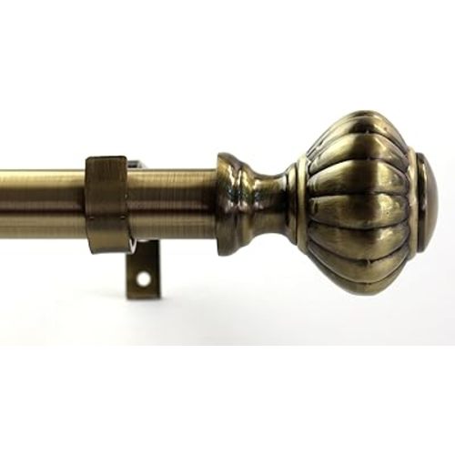 Urbanest 1-inch Diameter Doorknob Adjustable Single Drapery Curtain Rod, 28-inch to 48-inch, Antique Brass