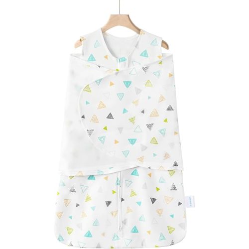 Swaddle-Blanket Baby Girl & Boy Swaddles Newborn Infant Transition 100% Cotton Wrap Blankets, 3-Way Adjustable Wearable Blanket, TOG 1.0 (Multicolored Triangle, 0-3 Month)