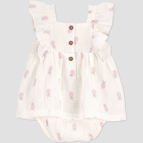 Carter's Just One You® Baby Girls' Pineapple Ruffle Romper - Cream 6M