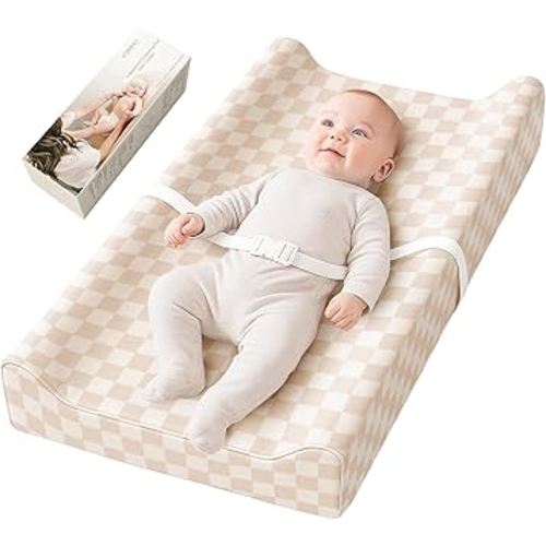 Konssy Vegan Leather Baby Changing Pad, Soft Non-Slip Diaper Changing Pad with Waterproof Wipeable Cover for Nursery Dresser or Table, 32 x 16 inches