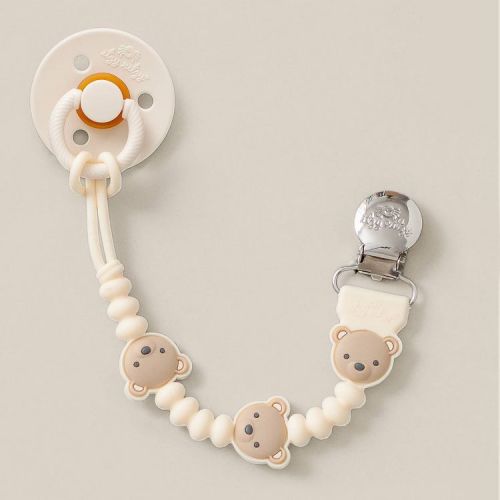 Itzy Ritzy Beaded Pacifier Clip - Universal Fit, Silicone Holder - Bear: BPA-Free
