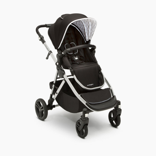 Mockingbird Single-to-Double Stroller - Black Handlebar, Black / Windowpane Canopy 2.0
