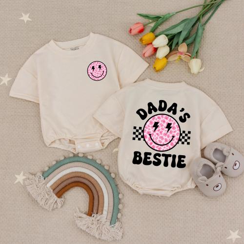 Dada's Bestie Baby Romper, Daddy and Me Babysuit,Daddy's Girl Romper,Romper for Baby Girl,Baby Girl Outfit,Gift For Girl Clother,Smiley Face