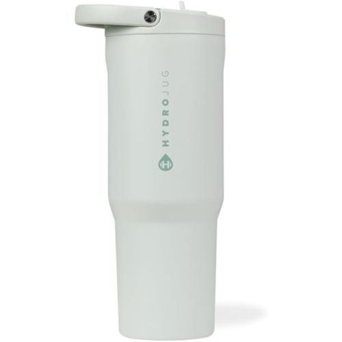 HydroJug Sport - Stainless Steel Tumbler with Straw, Vacuum Insulated, 32oz Leakproof Water Bottle, Ergonomic Design, Reusable, Dishwasher Safe, Rubber Base, Durable for Gym or Outdoors, Cloud