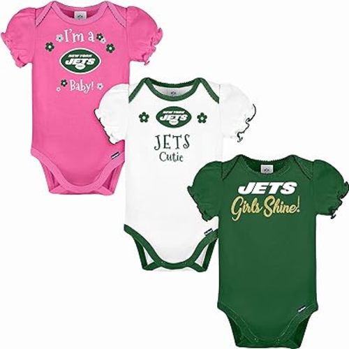 Gerber Baby Girls NFL Team 3 Pack Short Sleeve Onesie Bodysuit