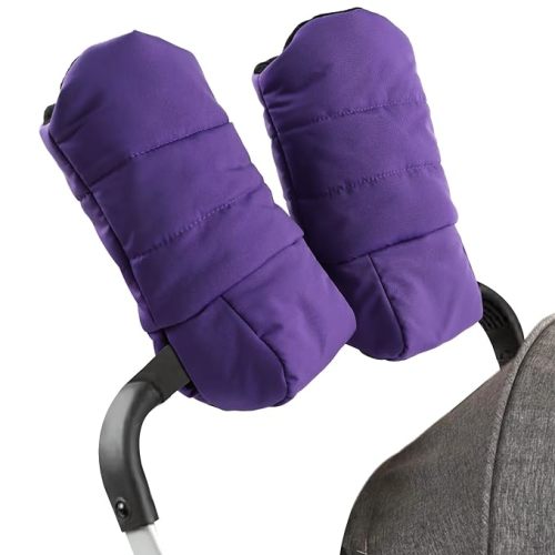 Zsedrut Stroller Gloves Universal Winter Anti-Freeze Stroller Mittens Water Repellent Hand Warmer Muff Fleece Lined,Winter Stroller Accessories (Purple)