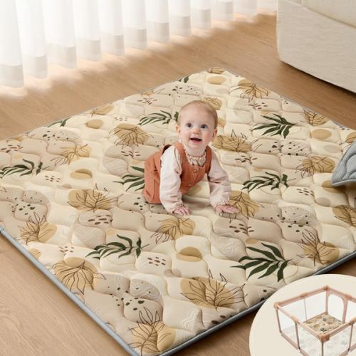 Blissful Diary Baby Play Mats for Floor, 50x50 Playpen Mat, Thicken Cushioning Padding Foam Playmate for Baby and Toddlers Infants, Non-Slip & Machine Washable, Earth Tones Design
