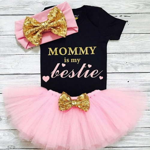 Calsunbaby Baby Girl Romper Tutu Skirt Dress Party Princess Outfit Set Cotton (0-3M)