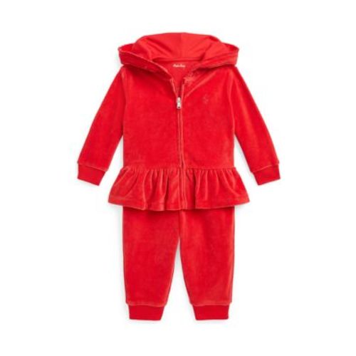 Baby Girls Velour Hoodie & Jogger Pants Set