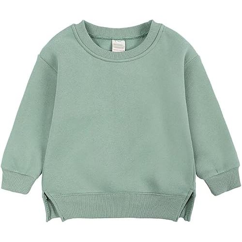 Toddler Baby Boy Girl Fleece Pullover Sweatshirt Solid Color Crewneck Blouse Shirt Tops Warm Fall Winter Clothes