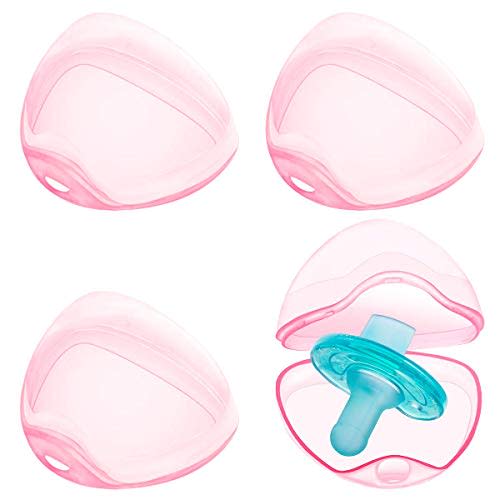 LANEYLI Pacifier Case Pacifier Holder Case Pacifier Clip Binky Holder Case Pacifier Box Pacifier Accessories 4 Pack Pink