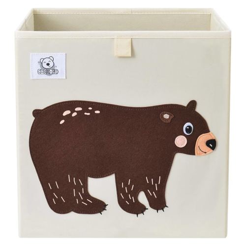 CLCROBD Foldable Animal Cube Storage Bins Fabric Toy Box/Chest/Organizer for Toddler/Kids Nursery, Playroom, 13 inch (Bear)