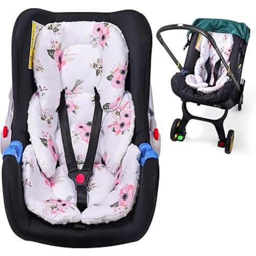 THE KENKYO Car Seat Head Support Infant, 2-in-1 Reversible Infant Car Seat Insert for Newborn, Breathable Baby Car Seat Cushion for Strollers, Swings, and Bouncers, Must Have for Baby Registry