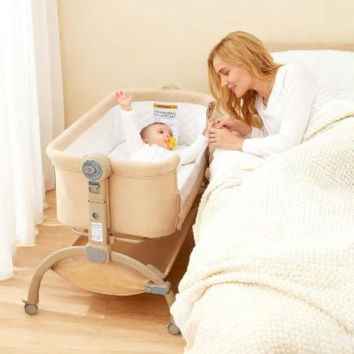 Baby Bassinet with Wheels Portable Newborn 3 in 1 Bedside Sleeper with Infant Co-Sleeper Travel Crib