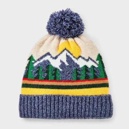 Baby Boys' Mountain Scenic Printed Beanies - Cat & Jack™ Blue 12-24m